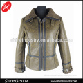 Spring hot zipper PU women leather jacket